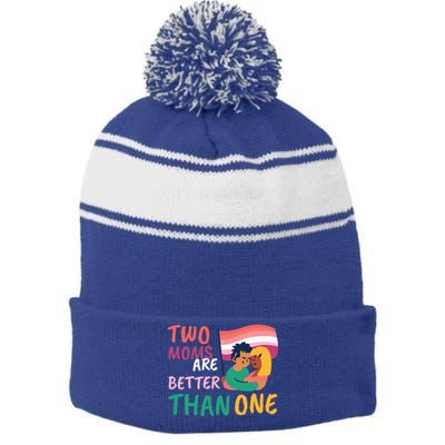 Two Moms Are Better Than One Lgbt Lesbian Couple Pride Month Gift Stripe Pom Pom Beanie