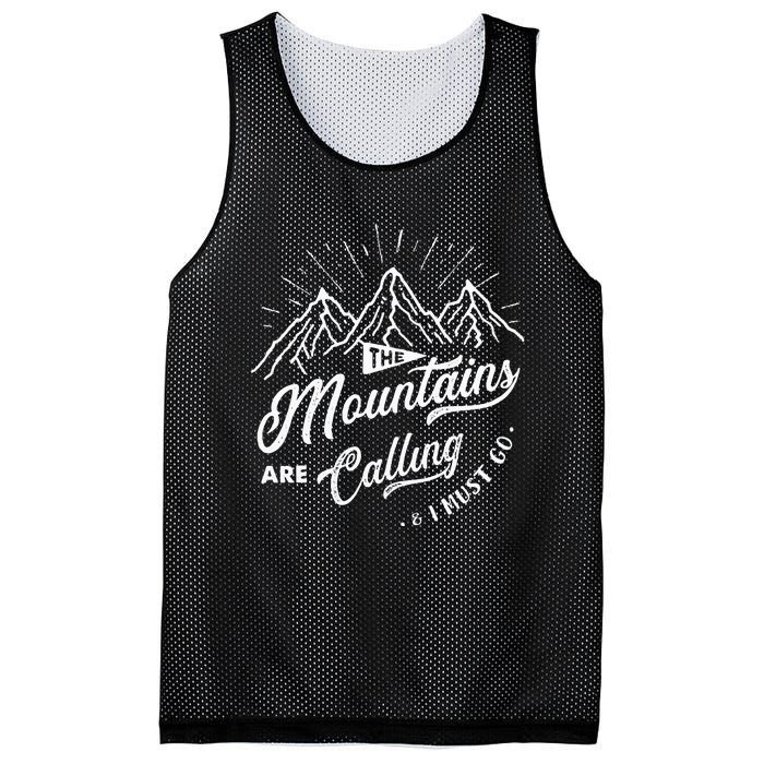 The Mountains Are Calling And I Must Go Funny Camping Mesh Reversible Basketball Jersey Tank