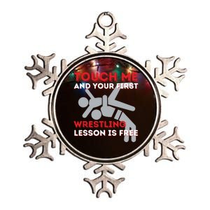 Touch Me And Your First Wrestling Lesson Is Free Wrestler Metallic Star Ornament