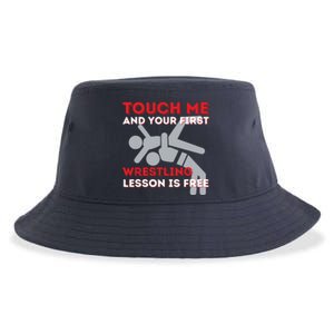 Touch Me And Your First Wrestling Lesson Is Free Wrestler Sustainable Bucket Hat