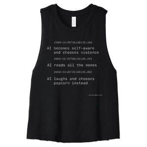 The Moment Artificial Intelligence Becomes Selfaware Women's Racerback Cropped Tank