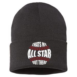 Thats My All Star Out There Baseball Player Mom Dad Cute Sustainable Knit Beanie