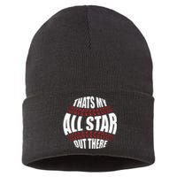 Thats My All Star Out There Baseball Player Mom Dad Cute Sustainable Knit Beanie