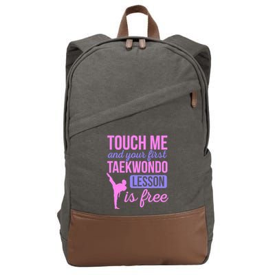 Touch Me And Your First Taekwondo Lesson Is Free Martial Art Cotton Canvas Backpack