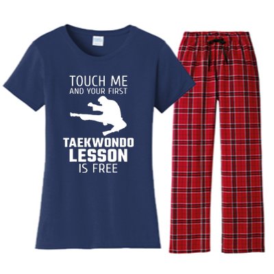 Touch Me And Your First Taekwondo Lesson Is Free Women's Flannel Pajama Set