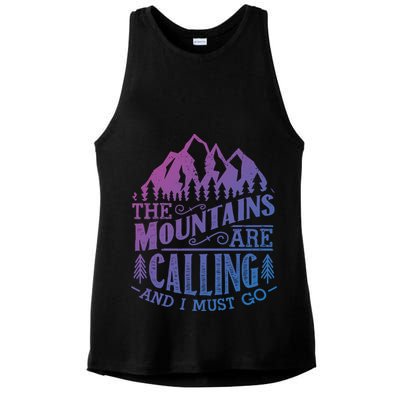 The Mountains Are Calling And I Must Go Vintage Cute Gift Ladies PosiCharge Tri-Blend Wicking Tank