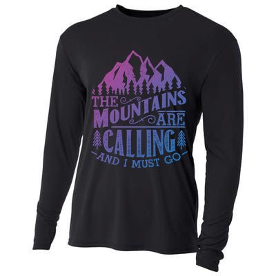 The Mountains Are Calling And I Must Go Vintage Cute Gift Cooling Performance Long Sleeve Crew