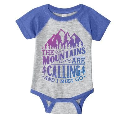 The Mountains Are Calling And I Must Go Vintage Cute Gift Infant Baby Jersey Bodysuit