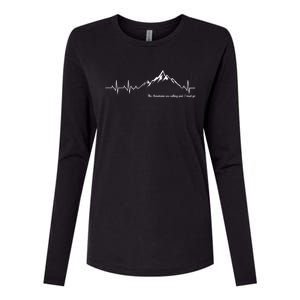 The Mountains Are Calling And I Must Go Heart Beat Gift Womens Cotton Relaxed Long Sleeve T-Shirt