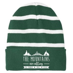 The Mountains Are Calling Big Thunder Space Splash Striped Beanie with Solid Band