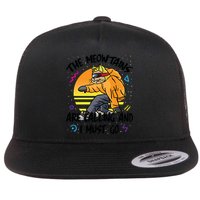 The Meowtains Are Calling And I Must Go Winter Snowboard Cat  Flat Bill Trucker Hat