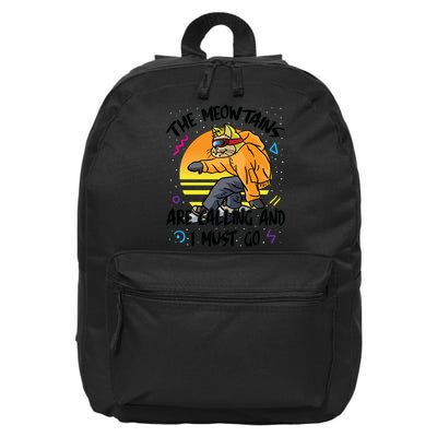 The Meowtains Are Calling And I Must Go Winter Snowboard Cat  16 in Basic Backpack
