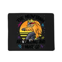 The Meowtains Are Calling And I Must Go Winter Snowboard Cat  Mousepad