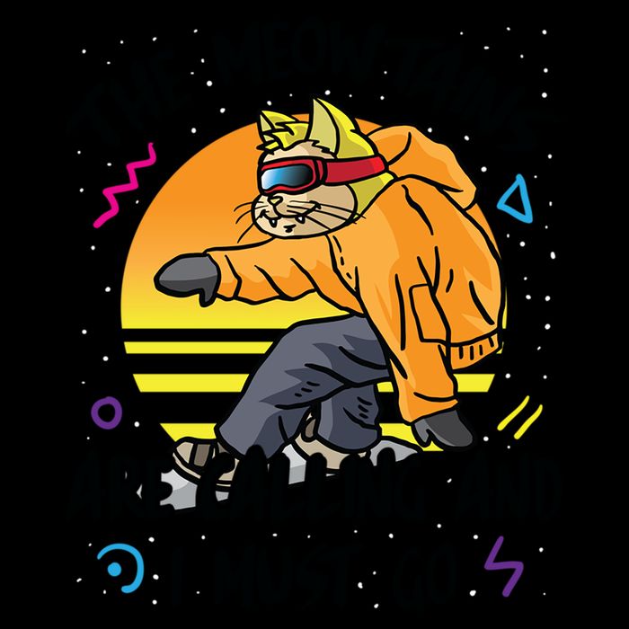 The Meowtains Are Calling And I Must Go Winter Snowboard Cat  Mousepad