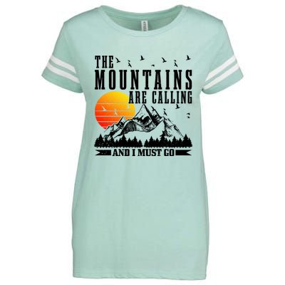 The Mountains Are Calling I Must Go Hiking Camping Climbing Gift Enza Ladies Jersey Football T-Shirt