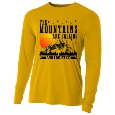 The Mountains Are Calling I Must Go Hiking Camping Climbing Gift Cooling Performance Long Sleeve Crew