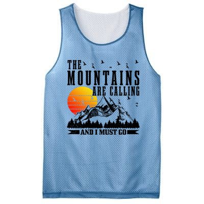 The Mountains Are Calling I Must Go Hiking Camping Climbing Gift Mesh Reversible Basketball Jersey Tank