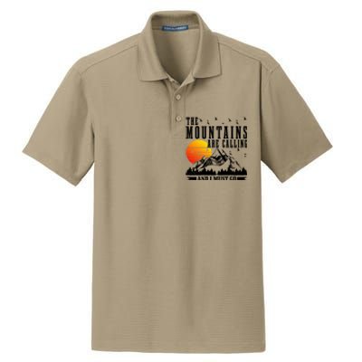 The Mountains Are Calling I Must Go Hiking Camping Climbing Gift Dry Zone Grid Polo