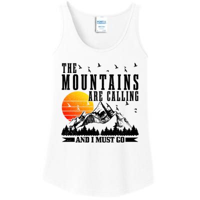 The Mountains Are Calling I Must Go Hiking Camping Climbing Gift Ladies Essential Tank