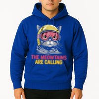 The Meowtains Are Calling Funny Cat Skiing Design  Hoodie