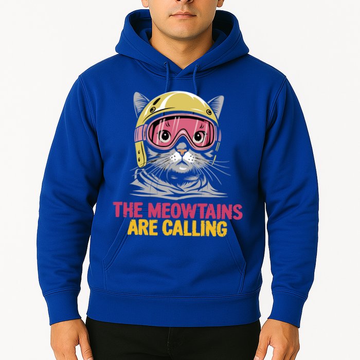 The Meowtains Are Calling Funny Cat Skiing Design  Hoodie