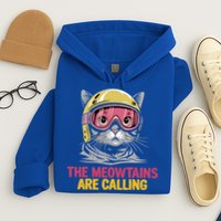 The Meowtains Are Calling Funny Cat Skiing Design  Hoodie