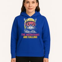 The Meowtains Are Calling Funny Cat Skiing Design  Hoodie