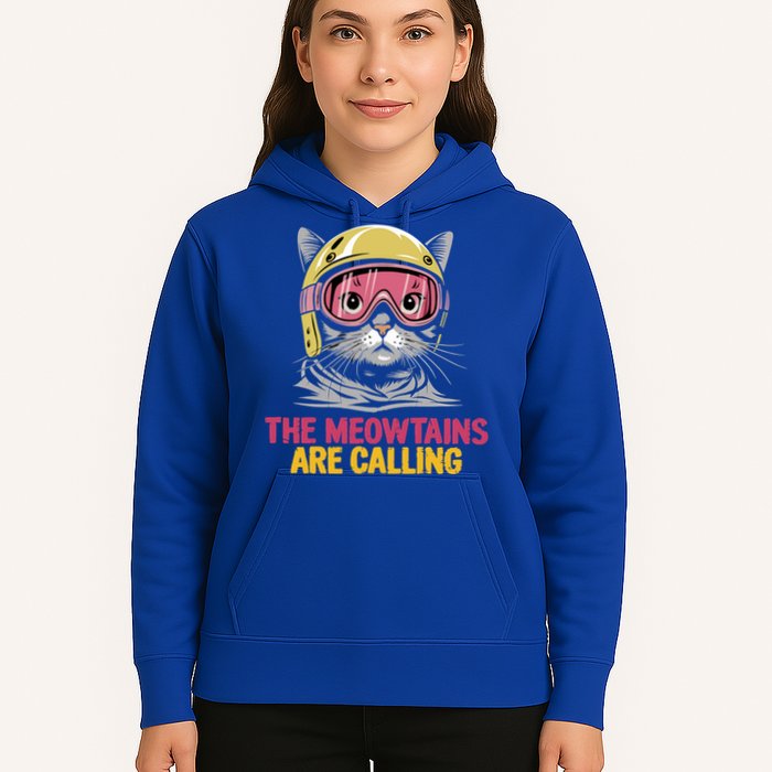 The Meowtains Are Calling Funny Cat Skiing Design  Hoodie
