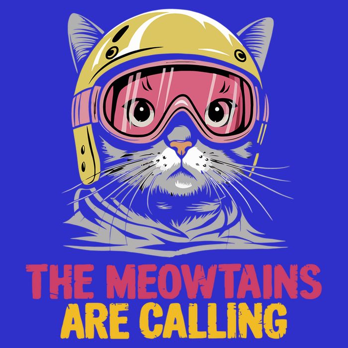 The Meowtains Are Calling Funny Cat Skiing Design  Hoodie
