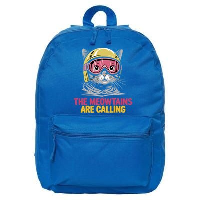 The Meowtains Are Calling Funny Cat Skiing Design  16 in Basic Backpack
