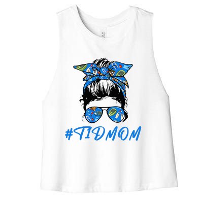 T1D Mom  A T1D Proud Mom For Diabetes Awareness  Women's Racerback Cropped Tank