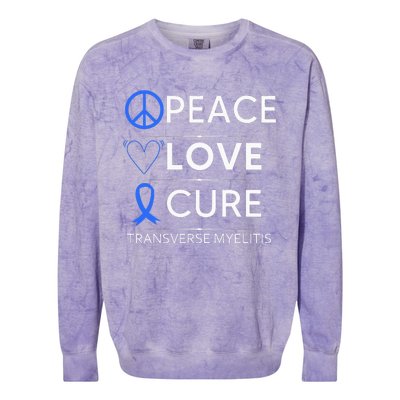 Transverse Myelitis Awareness Spine Warrior Blue Ribbon Colorblast Crewneck Sweatshirt