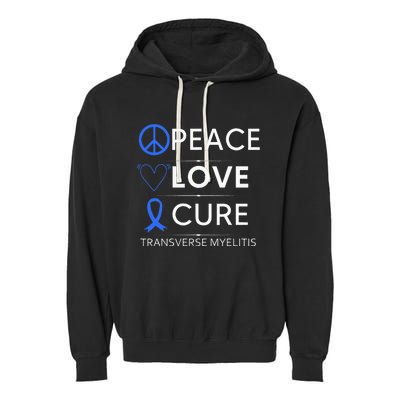 Transverse Myelitis Awareness Spine Warrior Blue Ribbon Garment-Dyed Fleece Hoodie