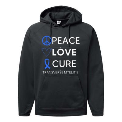 Transverse Myelitis Awareness Spine Warrior Blue Ribbon Performance Fleece Hoodie