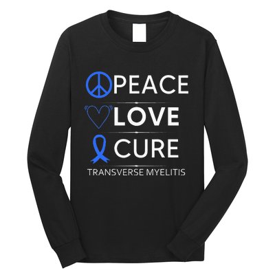 Transverse Myelitis Awareness Spine Warrior Blue Ribbon Long Sleeve Shirt