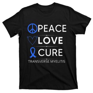 Transverse Myelitis Awareness Spine Warrior Blue Ribbon T-Shirt