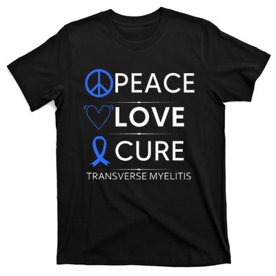 Transverse Myelitis Awareness Spine Warrior Blue Ribbon T-Shirt