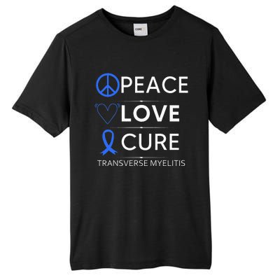 Transverse Myelitis Awareness Spine Warrior Blue Ribbon Tall Fusion ChromaSoft Performance T-Shirt