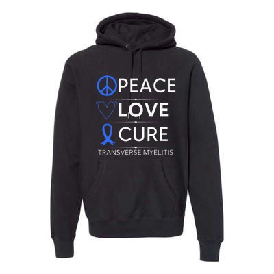 Transverse Myelitis Awareness Spine Warrior Blue Ribbon Premium Hoodie