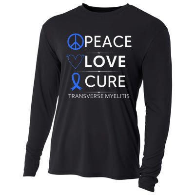 Transverse Myelitis Awareness Spine Warrior Blue Ribbon Cooling Performance Long Sleeve Crew