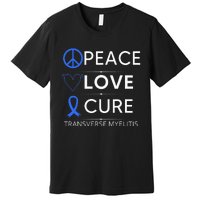 Transverse Myelitis Awareness Spine Warrior Blue Ribbon Premium T-Shirt