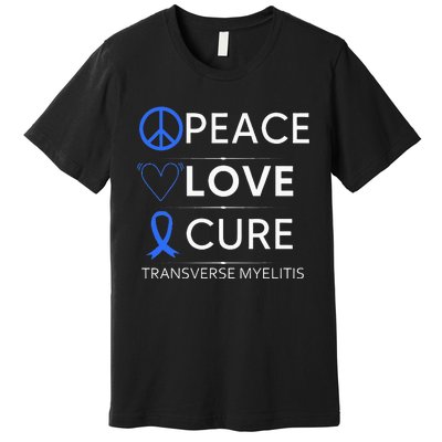 Transverse Myelitis Awareness Spine Warrior Blue Ribbon Premium T-Shirt