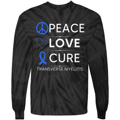 Transverse Myelitis Awareness Spine Warrior Blue Ribbon Tie-Dye Long Sleeve Shirt