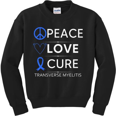 Transverse Myelitis Awareness Spine Warrior Blue Ribbon Kids Sweatshirt