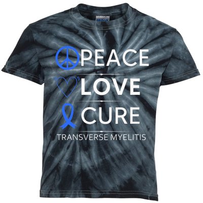 Transverse Myelitis Awareness Spine Warrior Blue Ribbon Kids Tie-Dye T-Shirt