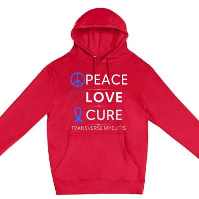 Transverse Myelitis Awareness Spine Warrior Blue Ribbon Premium Pullover Hoodie