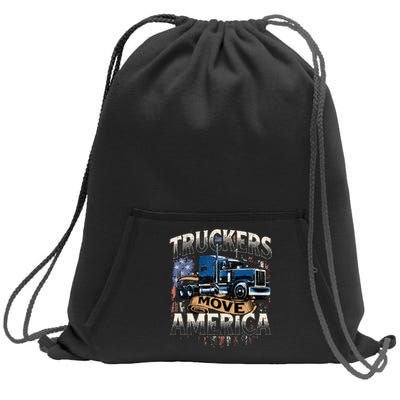 Truckers Move America Semi Truck Driver Trucking Big Rig Sweatshirt Cinch Pack Bag