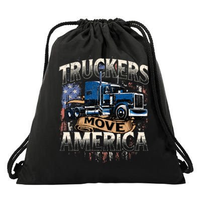 Truckers Move America Semi Truck Driver Trucking Big Rig Drawstring Bag