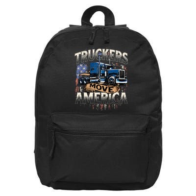 Truckers Move America Semi Truck Driver Trucking Big Rig 16 in Basic Backpack