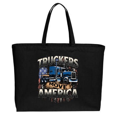 Truckers Move America Semi Truck Driver Trucking Big Rig Cotton Canvas Jumbo Tote